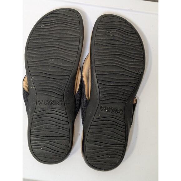 Vionic Mattie Supportive Slip Resistant Flip Flops Black Tan Womens Size 9.5 - Picture 8 of 8